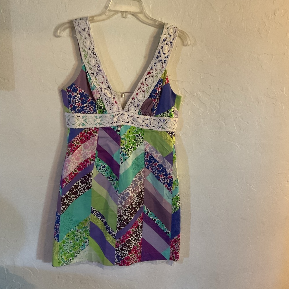 Trina Turk White Dress with Teal Strap Detail